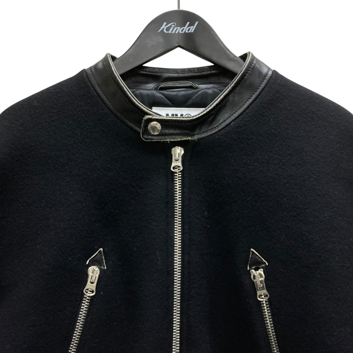 MM6 Maison Margiela 22AW ウールレザーハノ字ジャケット 古着・中古-2枚目のアイテム画像