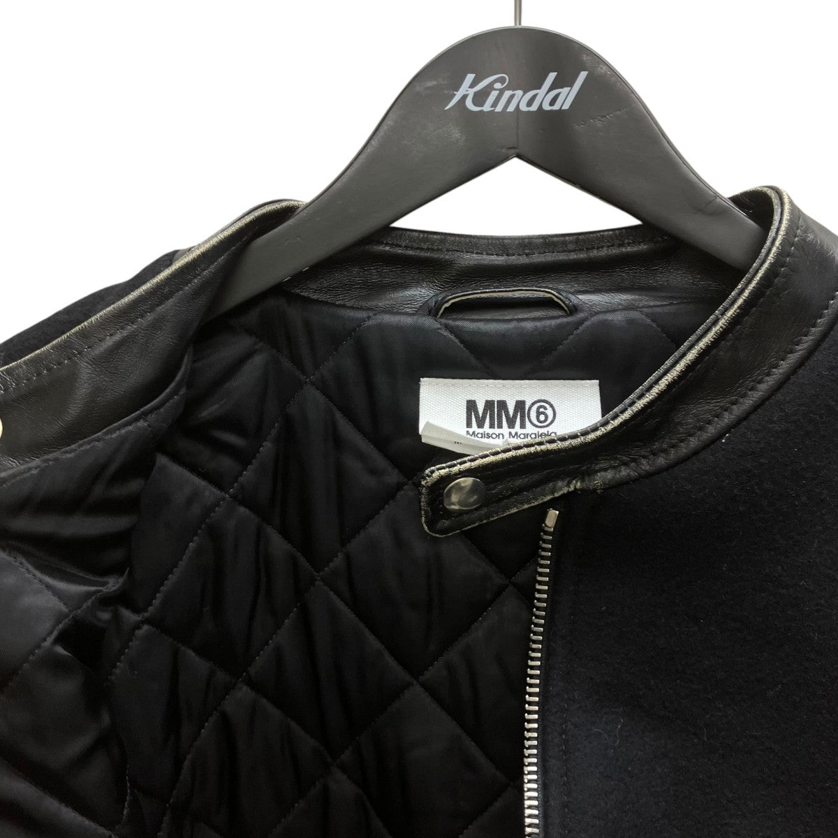 MM6 Maison Margiela 22AW ウールレザーハノ字ジャケット 古着・中古-4枚目のアイテム画像