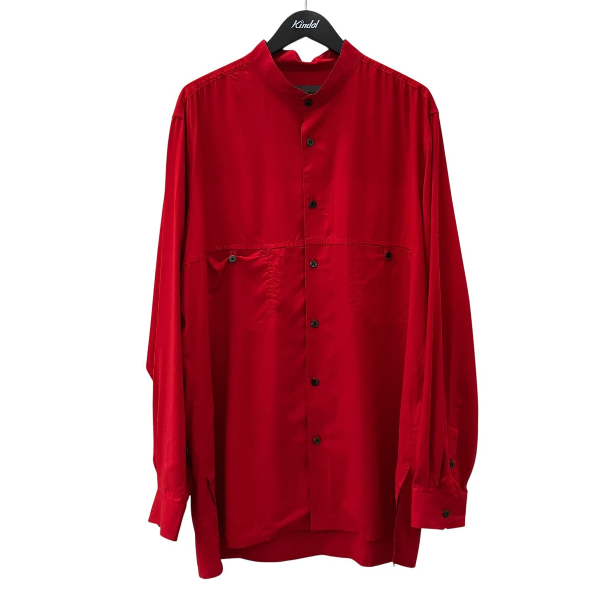 Y’S for men 26SS【RED RAYON LAWN CHEST-PANELED STAND-COLLAR BLOUSE】レーヨンスタンドカラーシャツ 古着・中古-1枚目のアイテム画像