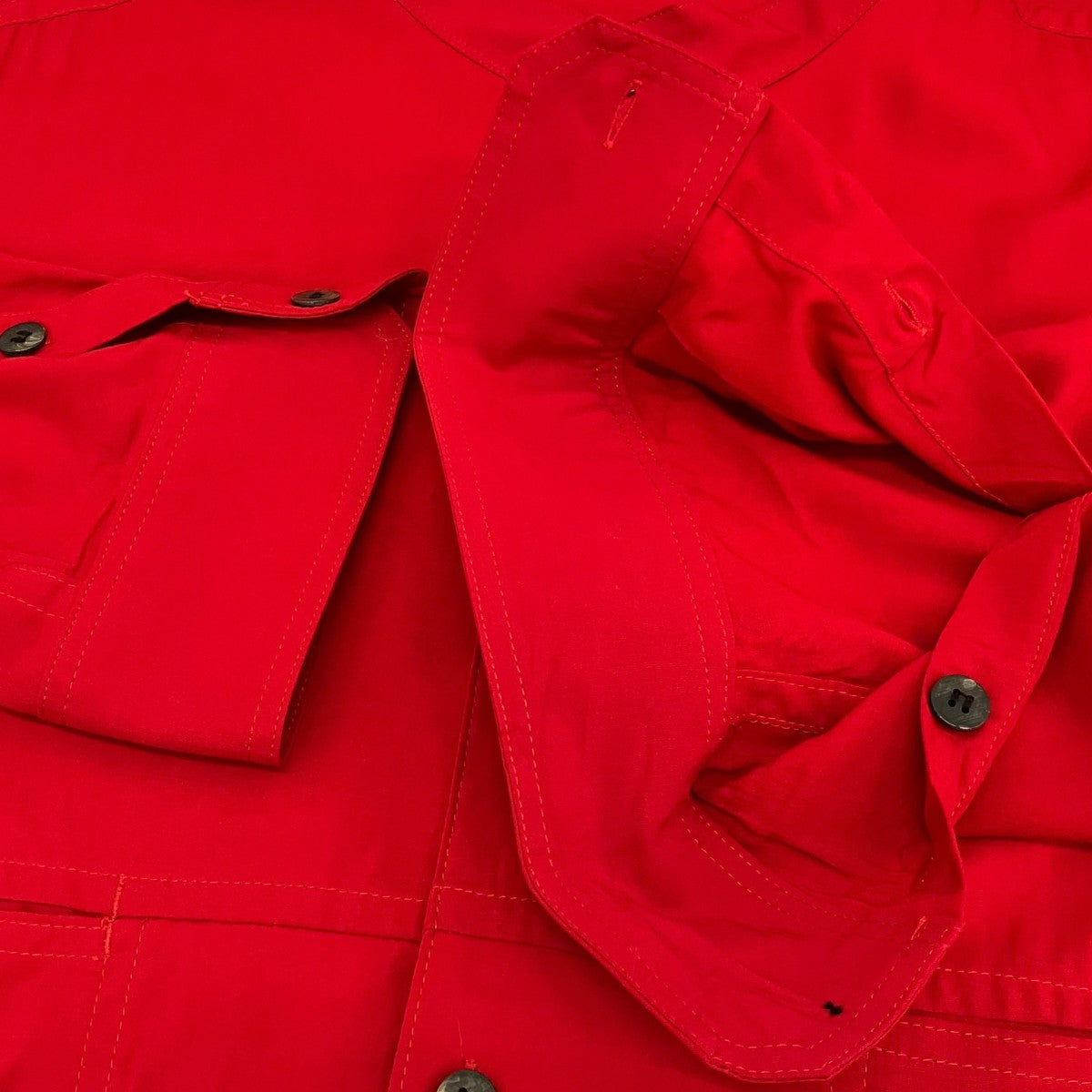 Y’S for men 26SS【RED RAYON LAWN CHEST-PANELED STAND-COLLAR BLOUSE】レーヨンスタンドカラーシャツ 古着・中古-6枚目のアイテム画像