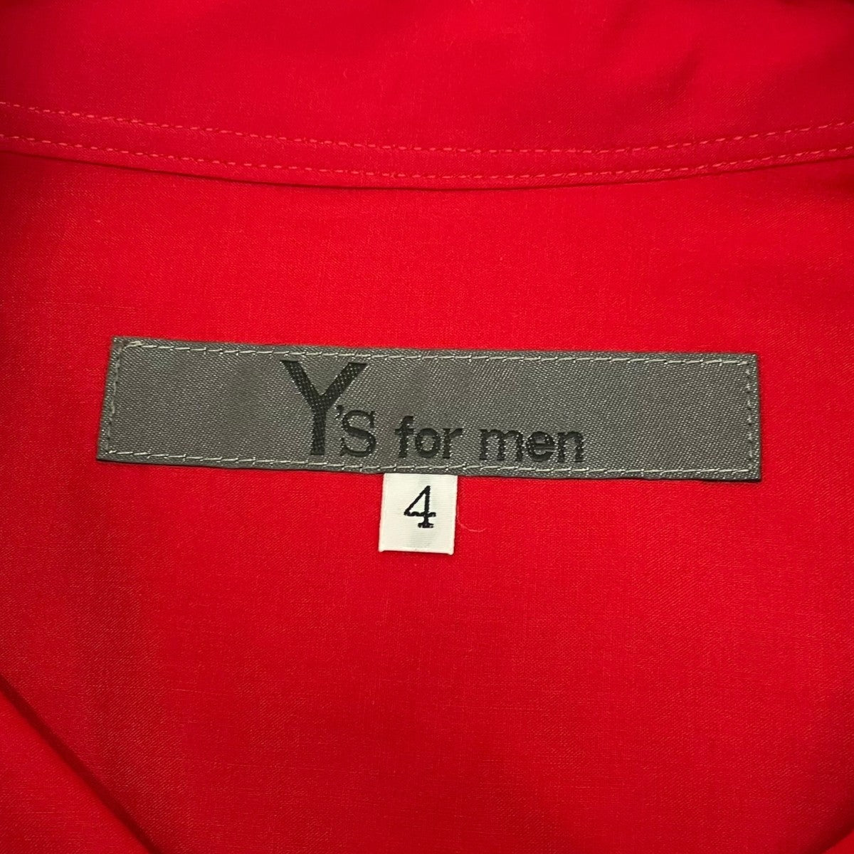 Y’S for men 26SS【RED RAYON LAWN CHEST-PANELED STAND-COLLAR BLOUSE】レーヨンスタンドカラーシャツ 古着・中古-7枚目のアイテム画像