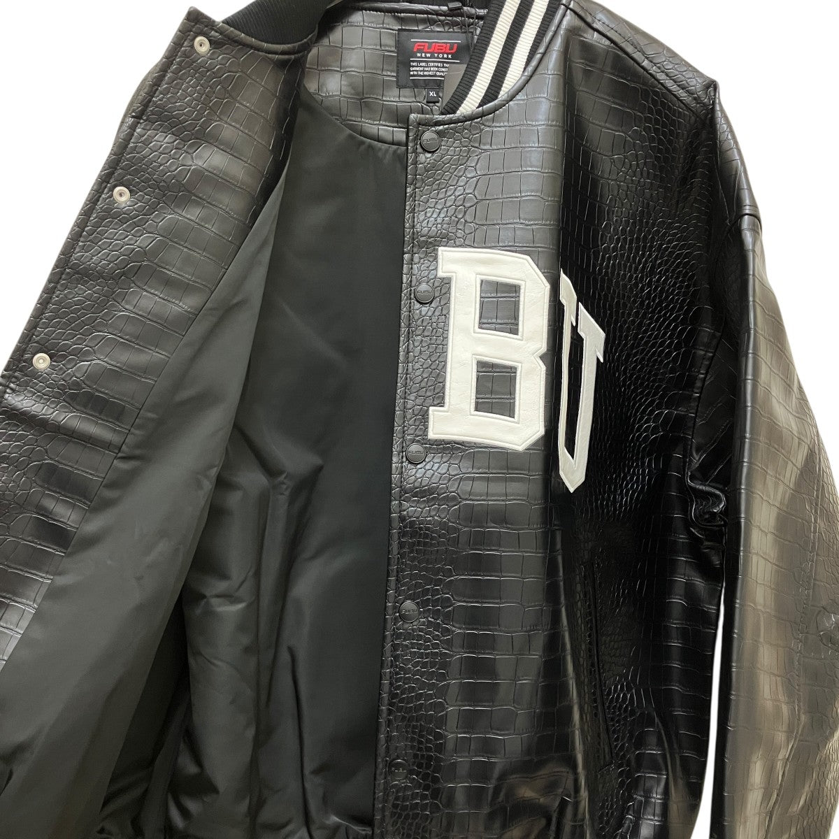 【PYTHON ECO LEATHER VARSITY JACKET】フェイクレザージャケットFAM-42306