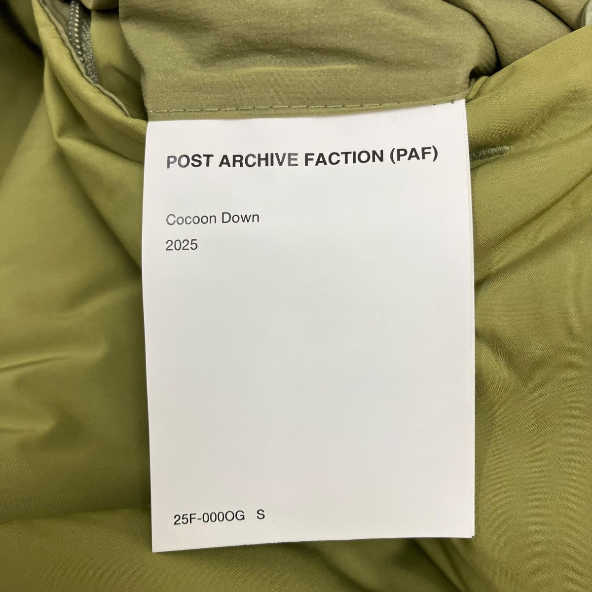 POST ARCHIVE FACTION (PAF) 25AW Cocoon Down OLIVE GREEN ダウンジャケット 古着・中古-8枚目のアイテム画像