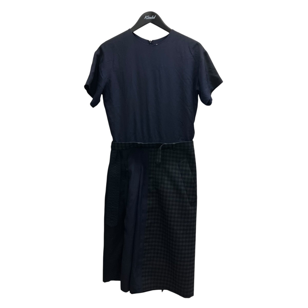 Maison Margiela ドッキング ロング ワンピース チェック 半袖 ドレス 古着・中古-1枚目のアイテム画像