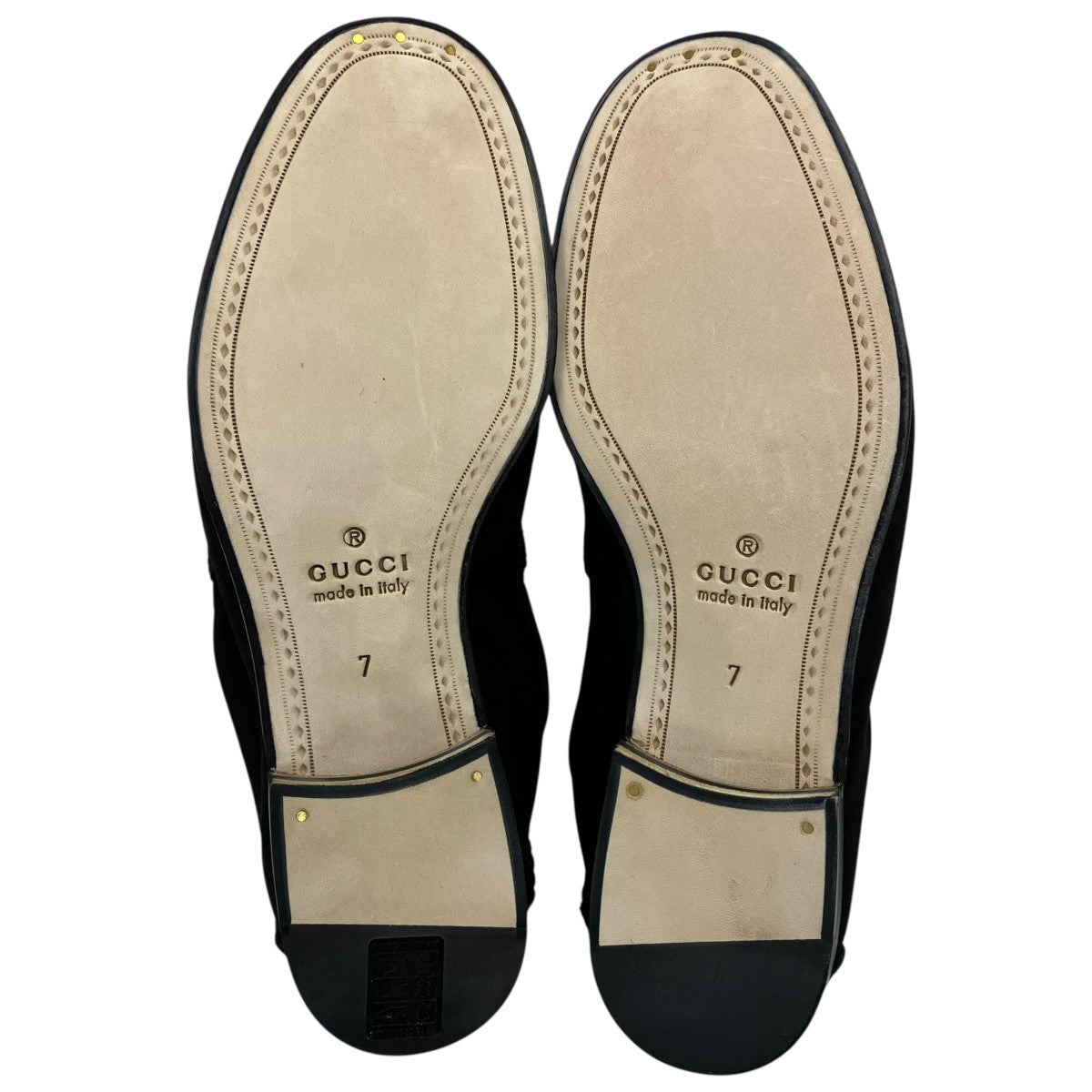 GUCCI(グッチ) ホースビットスエードローファー ブラック サイズ 7