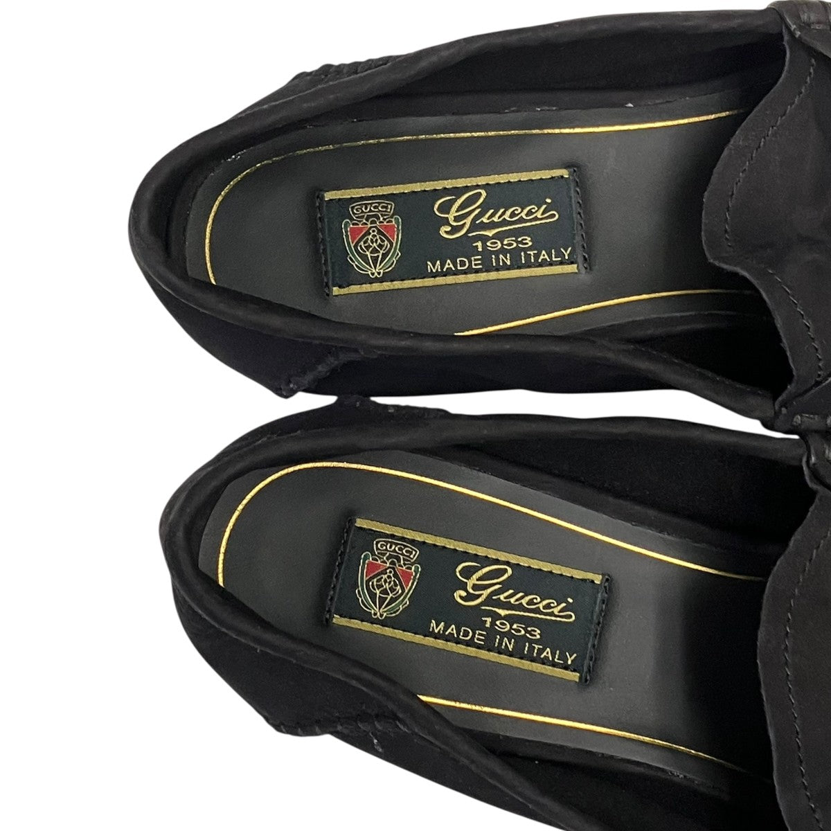 GUCCI(グッチ) ホースビットスエードローファー ブラック サイズ 7