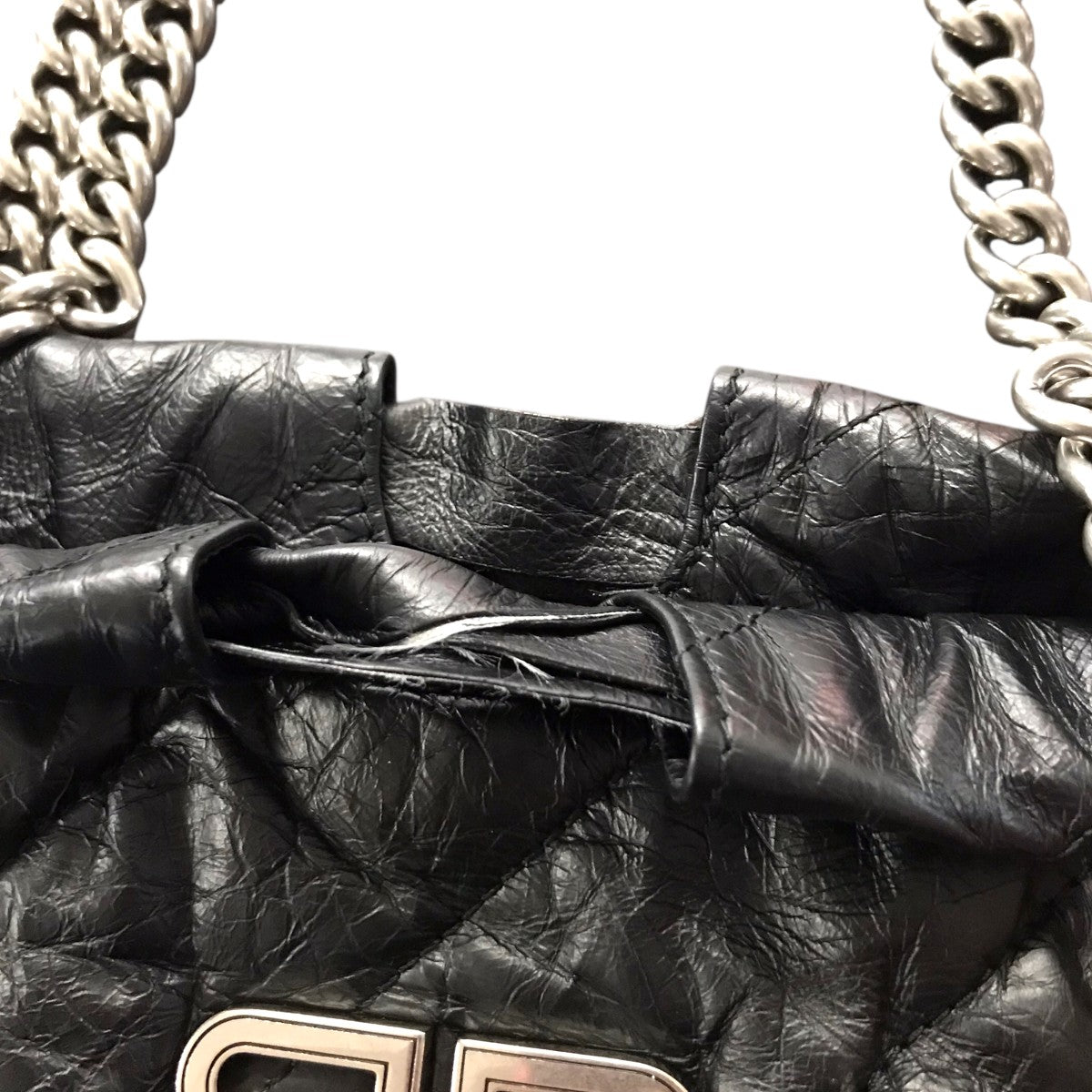 BALENCIAGA バレンシアガ Crush Small クラッシュ 2WAY ショルダートートバッグ 742942 ブラック BALENCIAGA（バレンシアガ） Crush Small クラッシュ 2WAY ショルダー