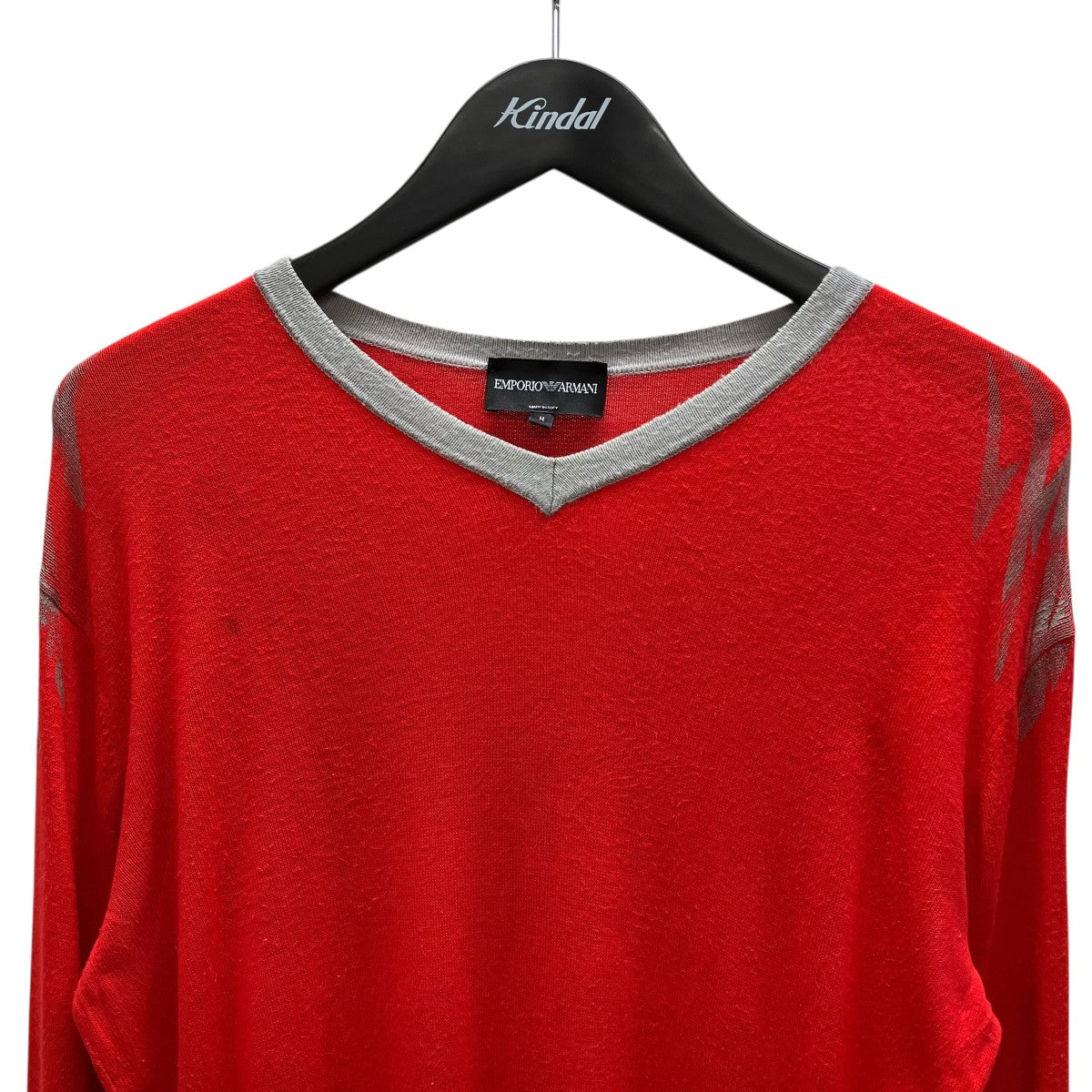 EMPORIO ARMANI(エンポリオアルマーニ) Vネックセーター レッド サイズ