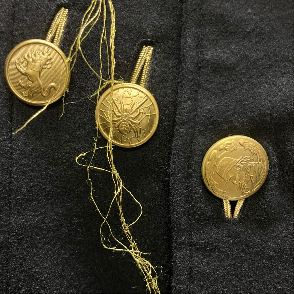 19AW 金ボタンコート変形衿釦金ホールJ