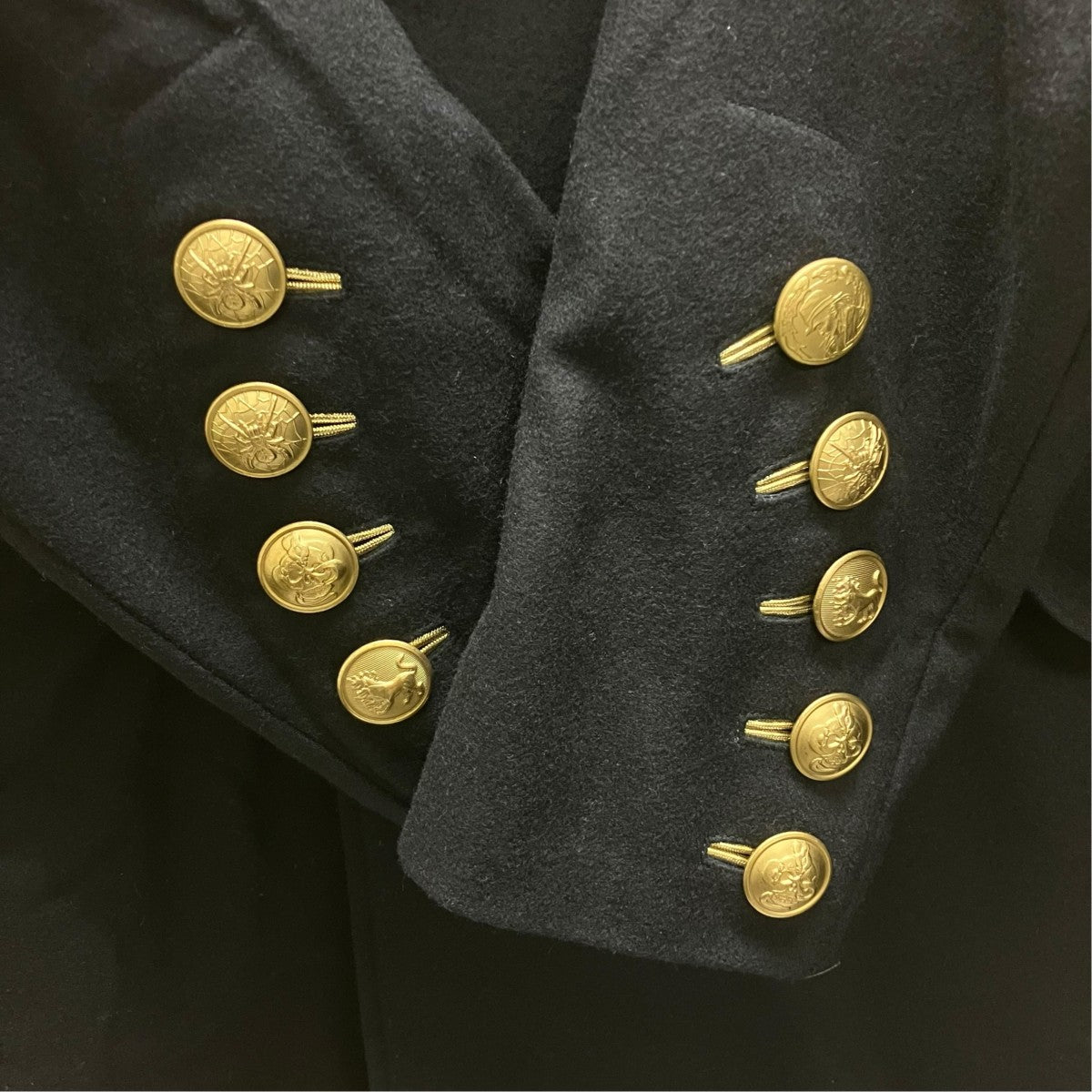 19AW 金ボタンコート変形衿釦金ホールJ
