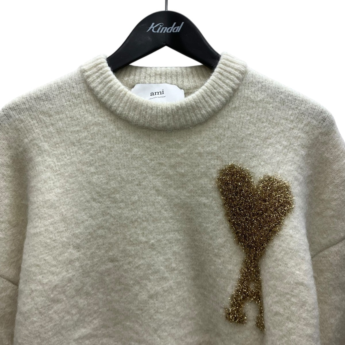 AMI Alexandre Mattiussi ハート ロゴ ウール アルパカ ブレンド ニット セーター 古着・中古-2枚目のアイテム画像