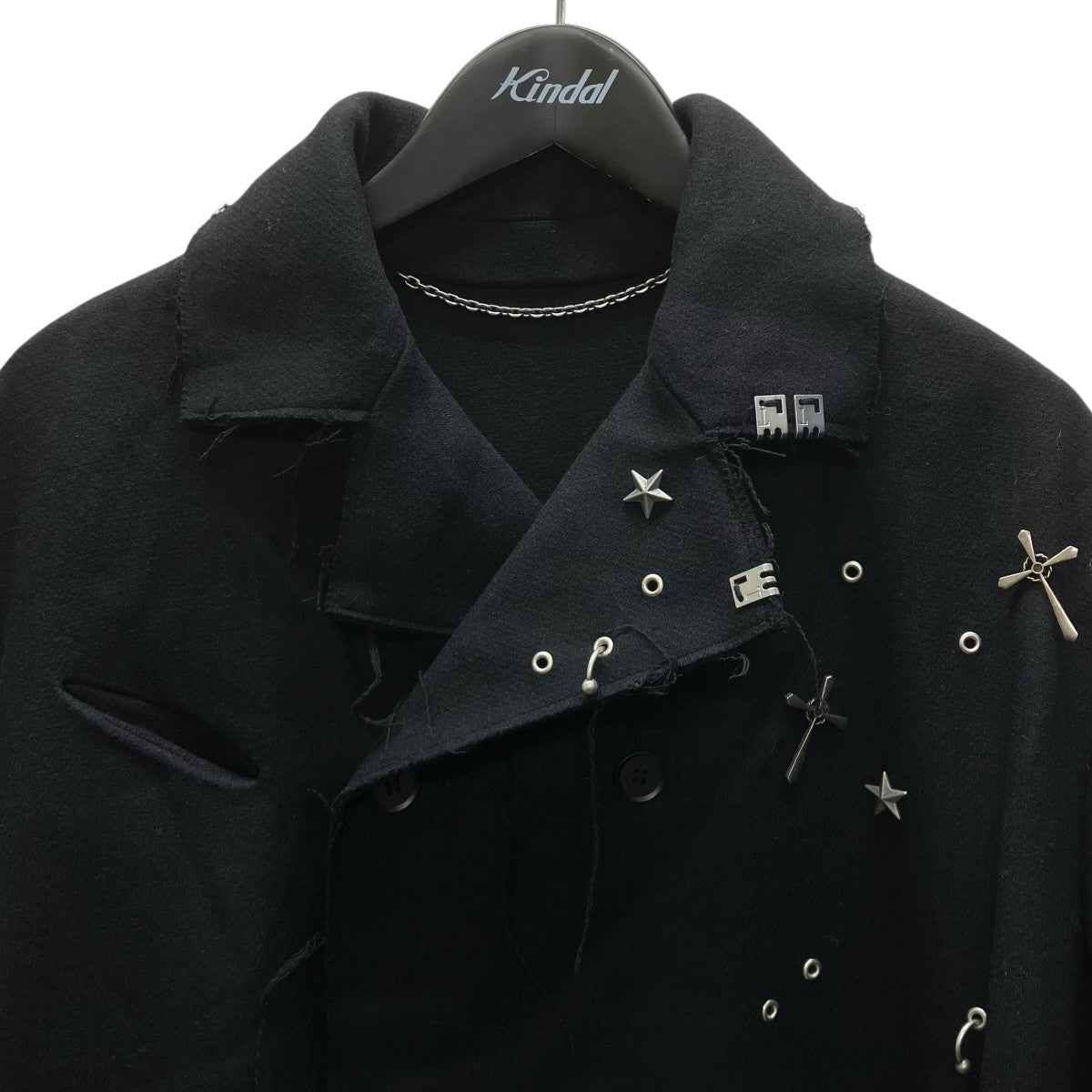 Troubled Waters 26SS LIEUTENANT’S WOOL COAT BLK ウールコート 古着・中古-2枚目のアイテム画像