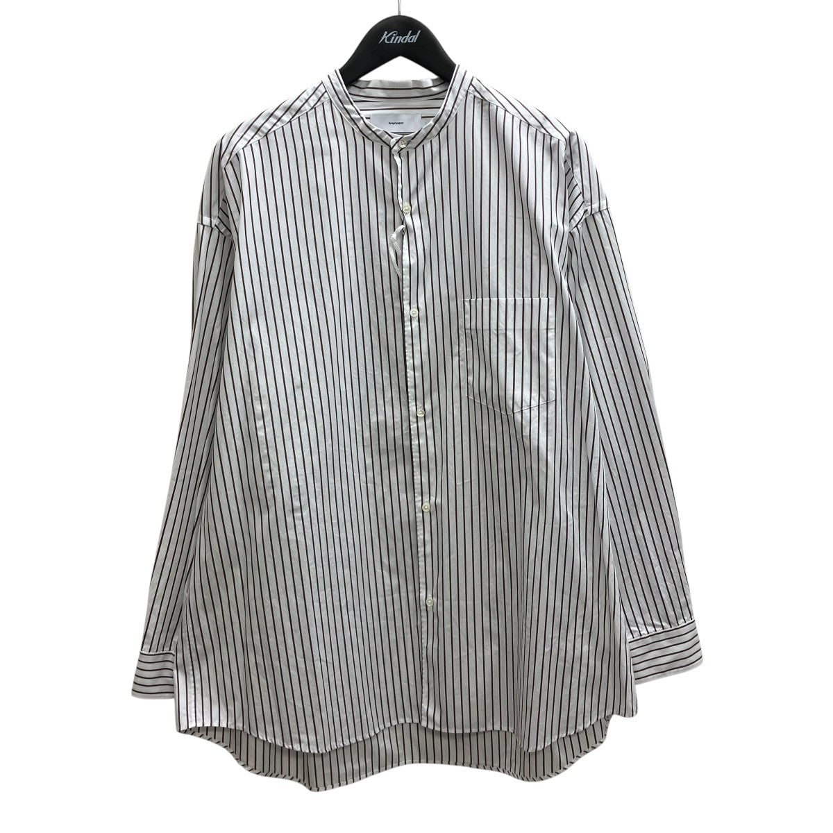 Graphpaper 25AW SIDOGRAS Stripe L S Oversized Band Collar Shirt ストライプシャツ 古着・中古-1枚目のアイテム画像