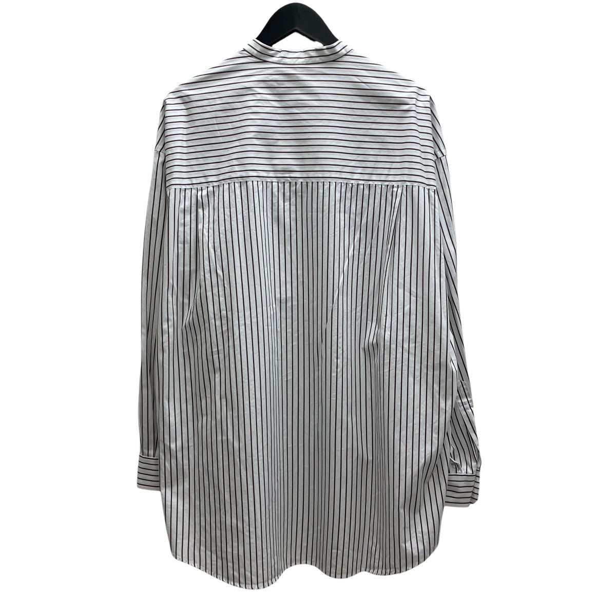 Graphpaper 25AW SIDOGRAS Stripe L S Oversized Band Collar Shirt ストライプシャツ 古着・中古-2枚目のアイテム画像