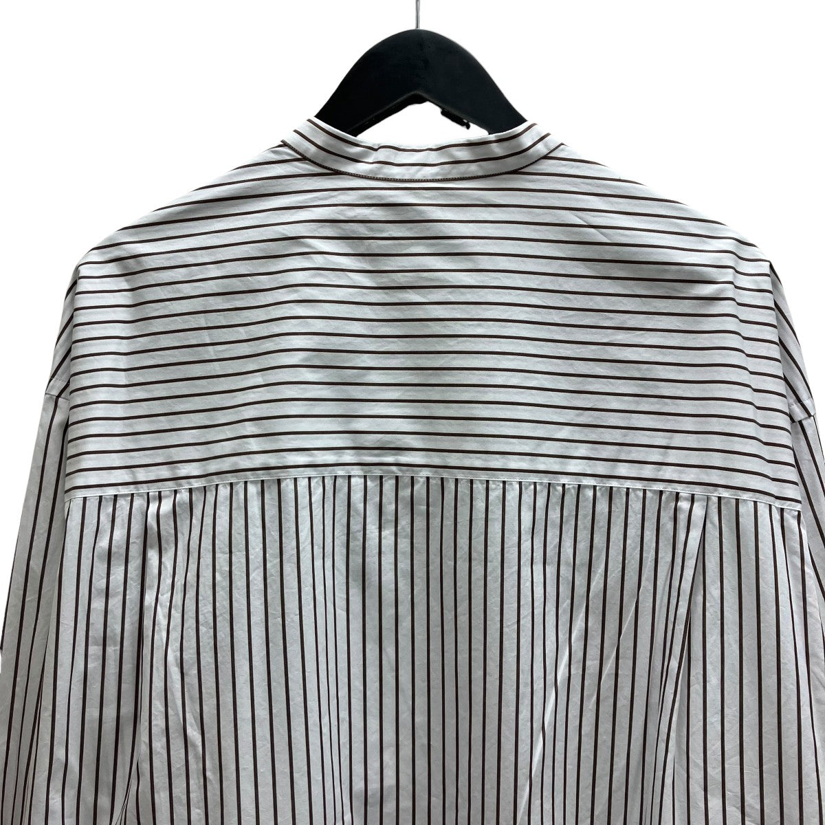 Graphpaper 25AW SIDOGRAS Stripe L S Oversized Band Collar Shirt ストライプシャツ 古着・中古-4枚目のアイテム画像