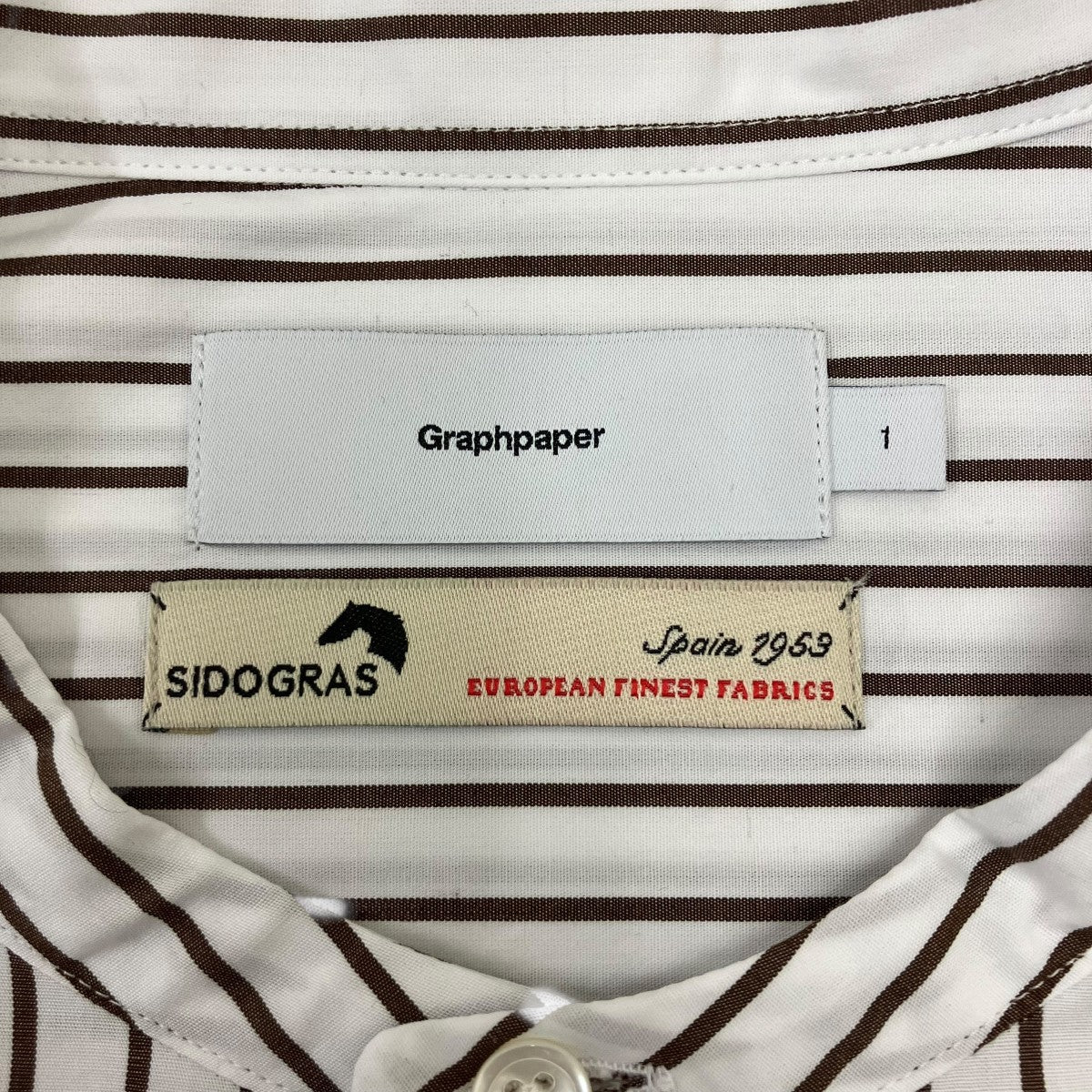 Graphpaper 25AW SIDOGRAS Stripe L S Oversized Band Collar Shirt ストライプシャツ 古着・中古-5枚目のアイテム画像