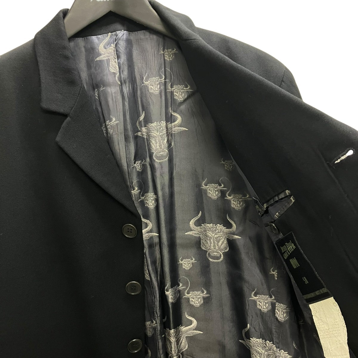 Jean Paul GAULTIER HOMME 94AW 裏地バッファローデザインウールコート 古着・中古-5枚目のアイテム画像