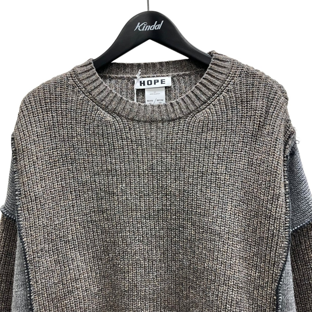 Patched Sweater BEIGE MELANGE MIX ウールニット
