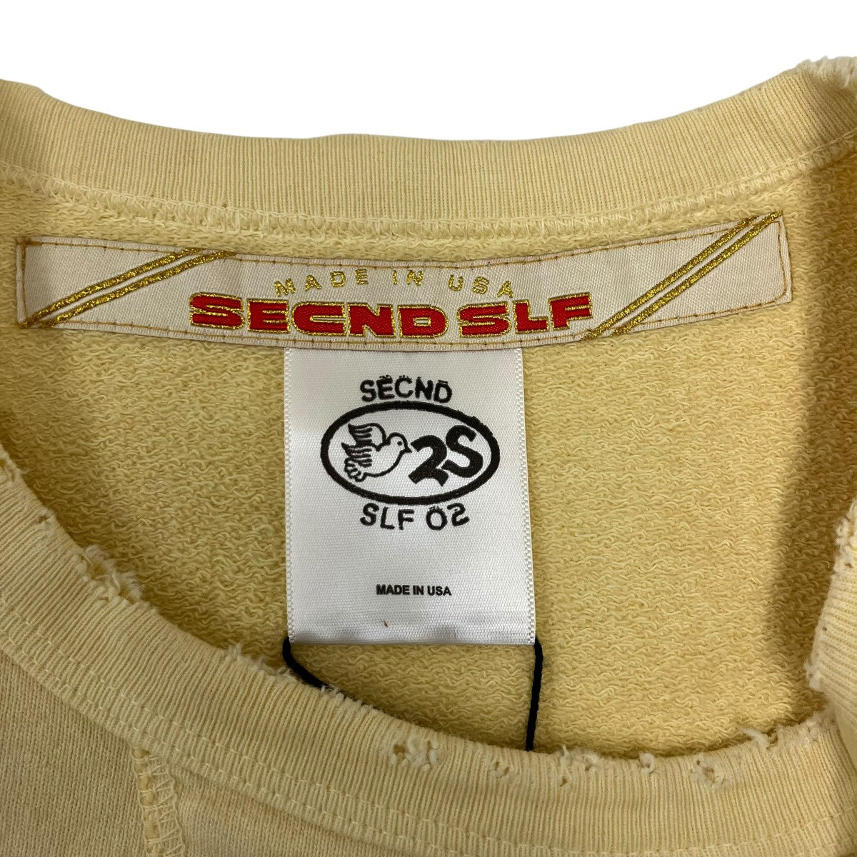 GOOD GUY CREW NECK YELLOWダメージ 加工スウェット