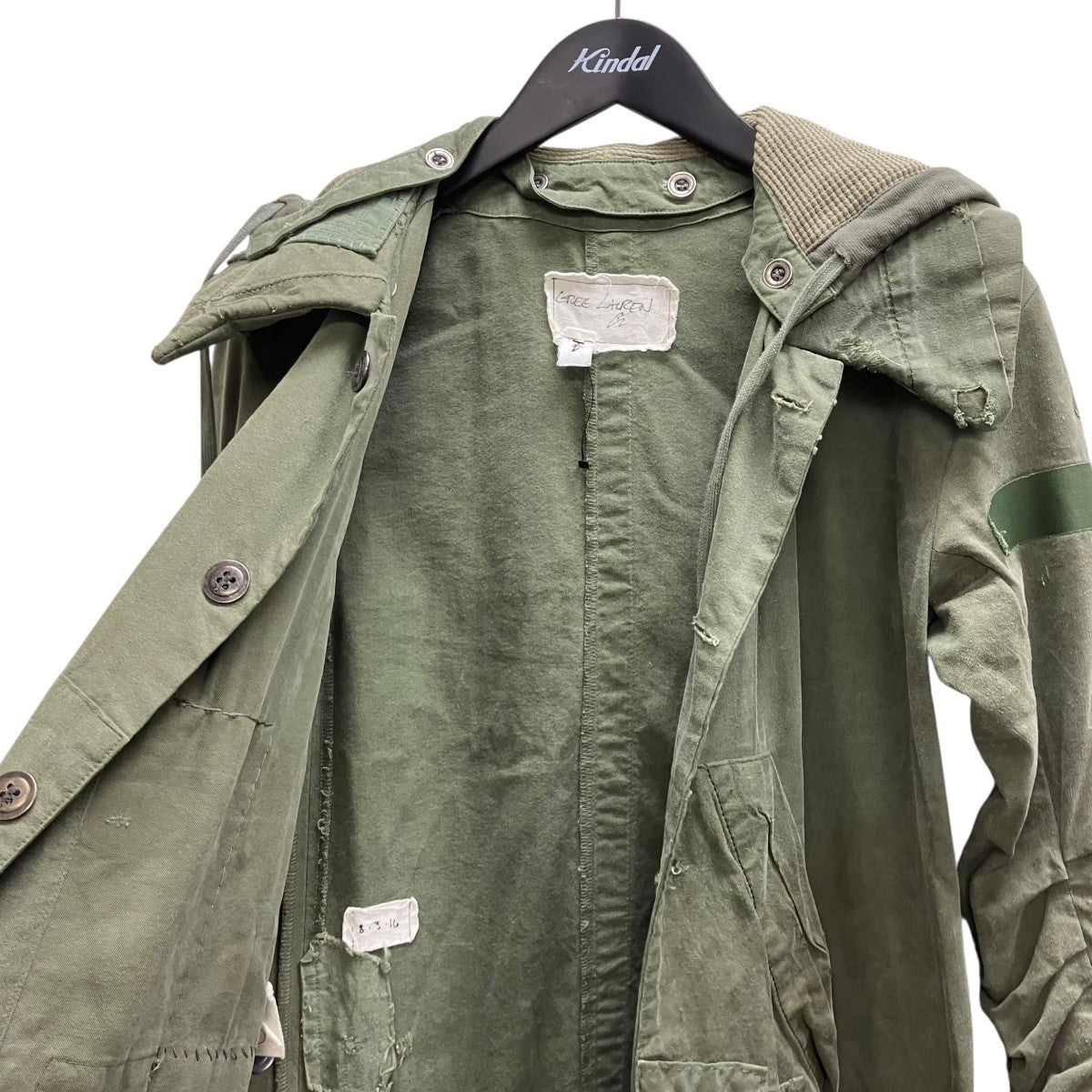 GREG LAUREN ARMY LONG ROGUE ARTIST JACKETアーミーフーデットコート 古着・中古-6枚目のアイテム画像