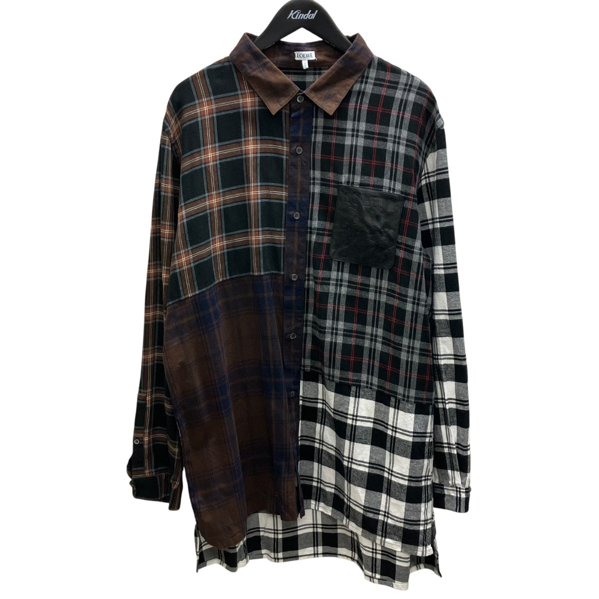 LOEWE チェックシャツ／アナグラムレザーパッチ 古着・中古-1枚目のアイテム画像