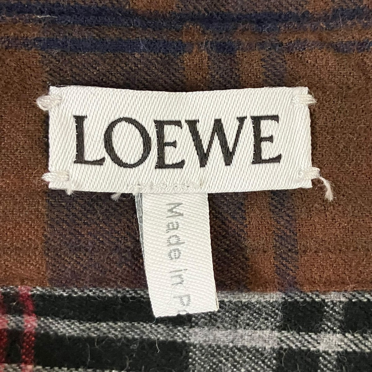 LOEWE チェックシャツ／アナグラムレザーパッチ 古着・中古-6枚目のアイテム画像
