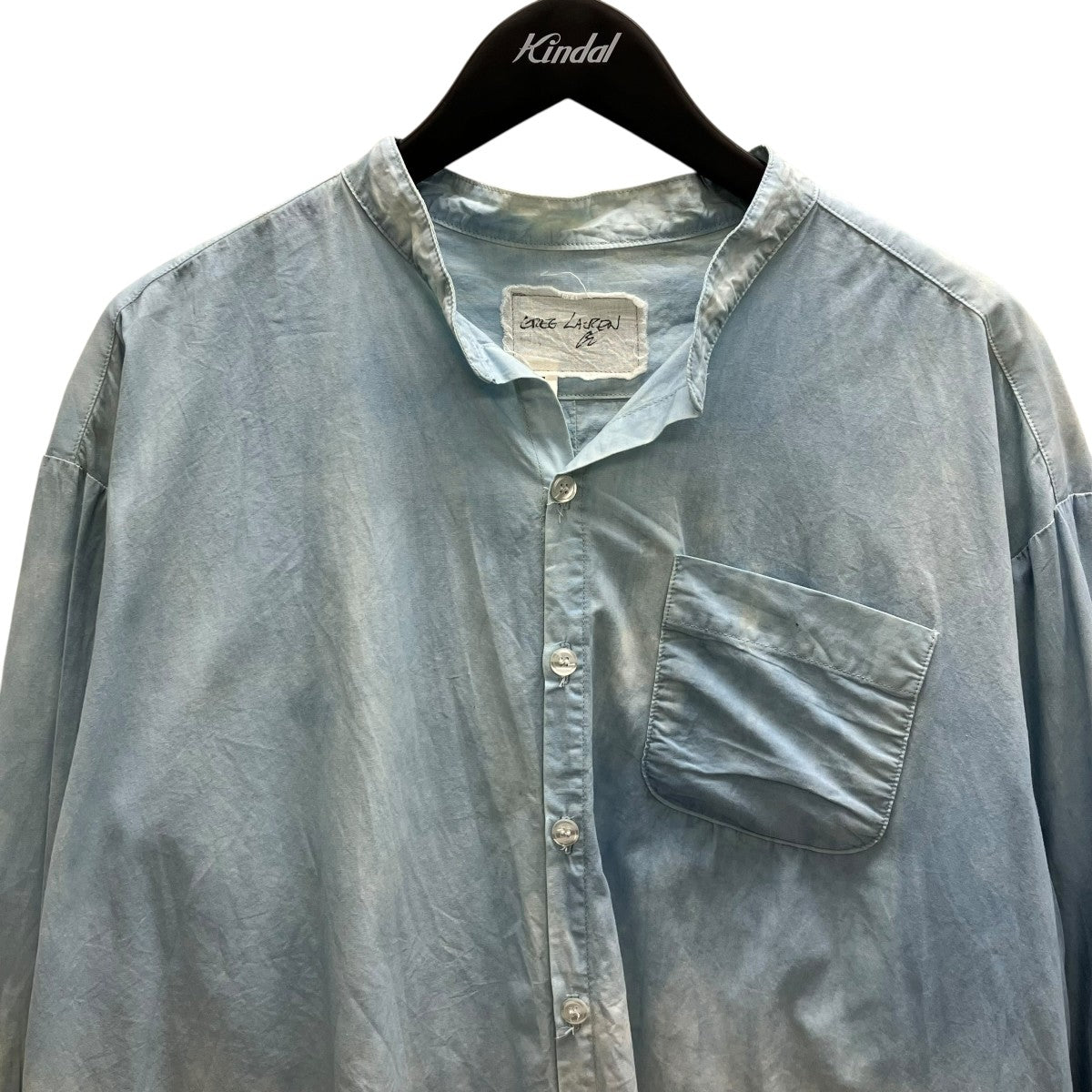 GREG LAUREN INDIGO CHRISIAN STUDIOタイダイ染ロングシャツ 古着・中古-2枚目のアイテム画像