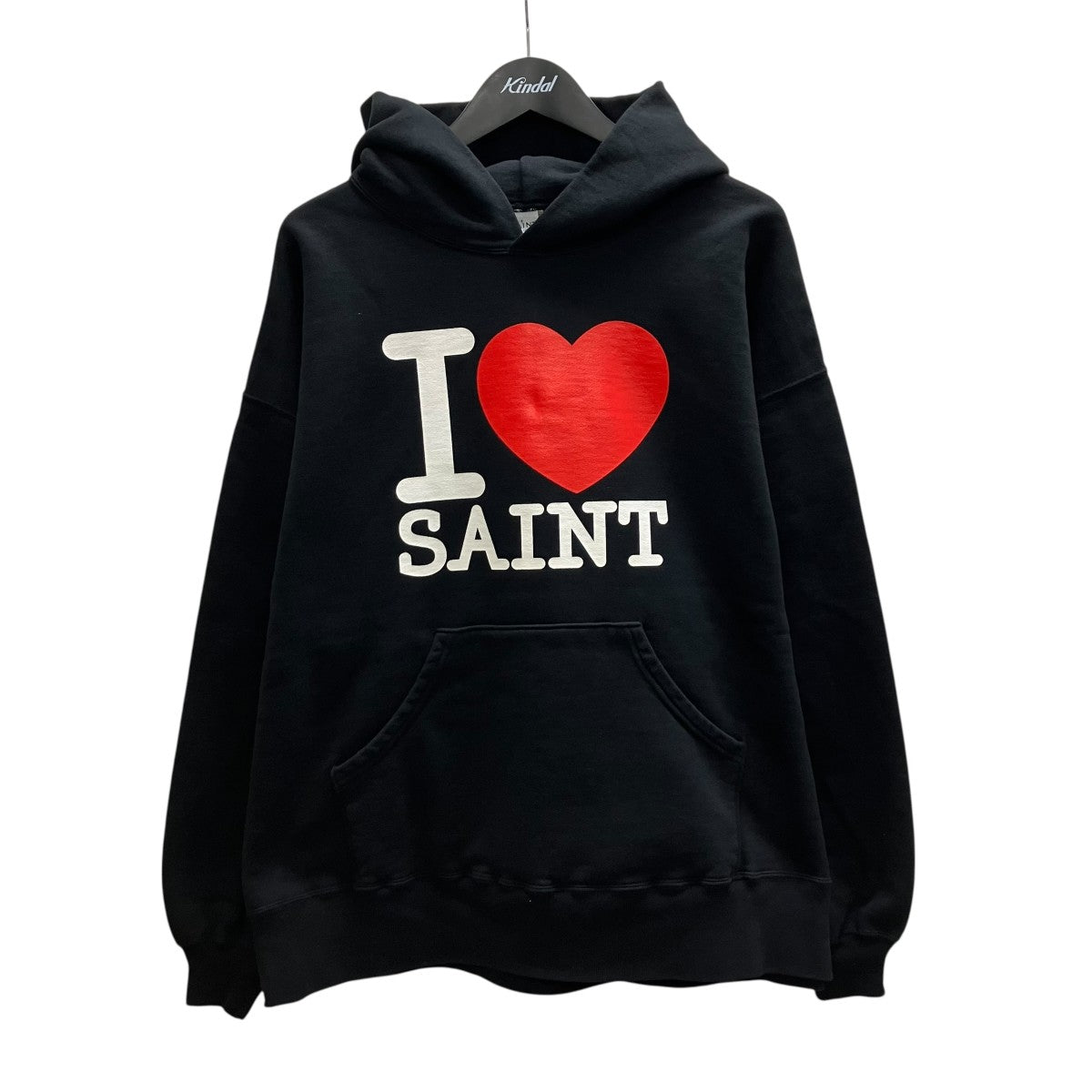 SAINT MICHAEL 26SS HOODIE I LOVE SAINT BLACK プルオーバーパーカー 古着・中古-1枚目のアイテム画像