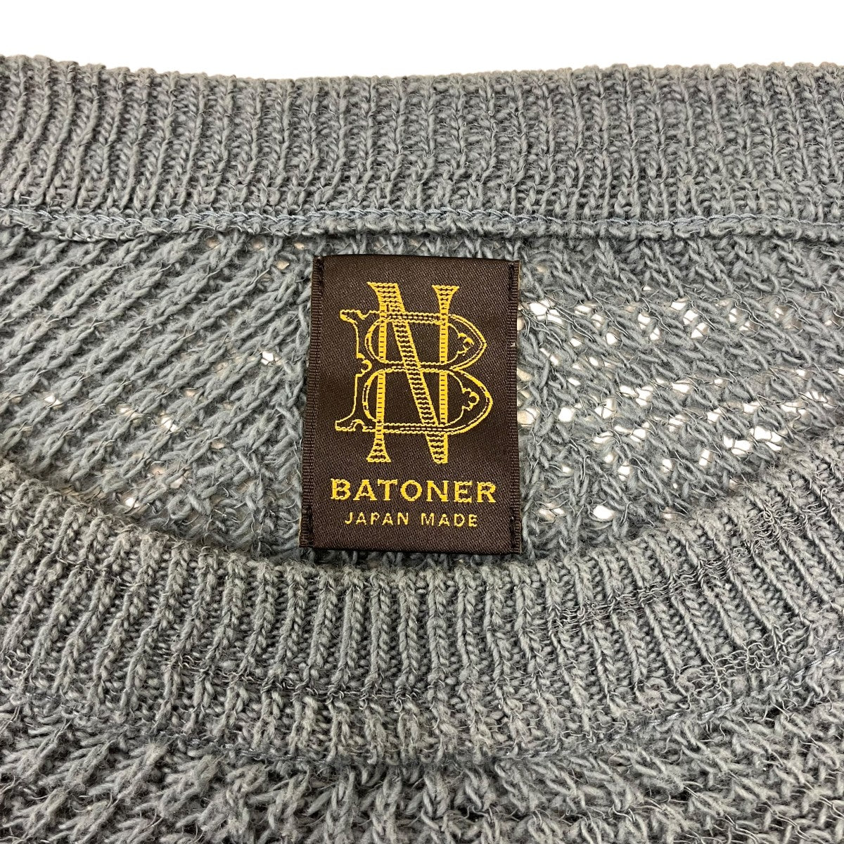 BATONER SLUBY SIGNATURE CREW NECK 薄手ニット 古着・中古-5枚目のアイテム画像