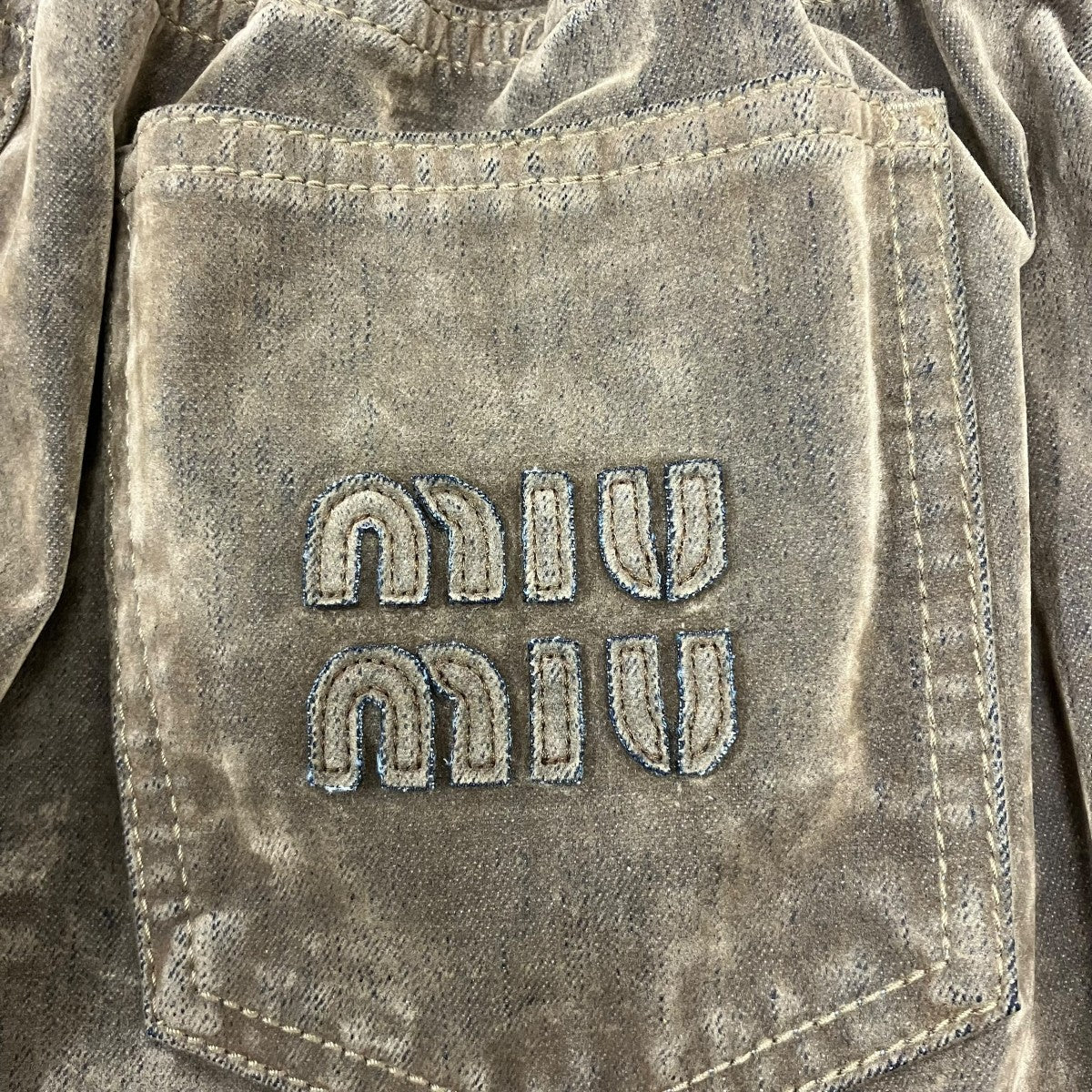 MIU MIU Washed Flocked Chambray Pants 古着・中古-5枚目のアイテム画像