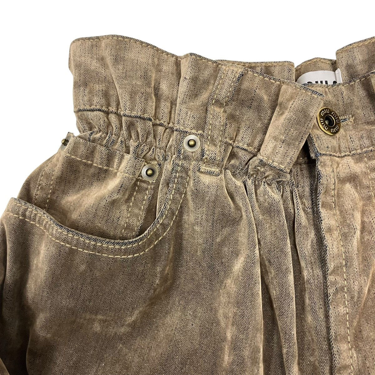 MIU MIU Washed Flocked Chambray Pants 古着・中古-6枚目のアイテム画像