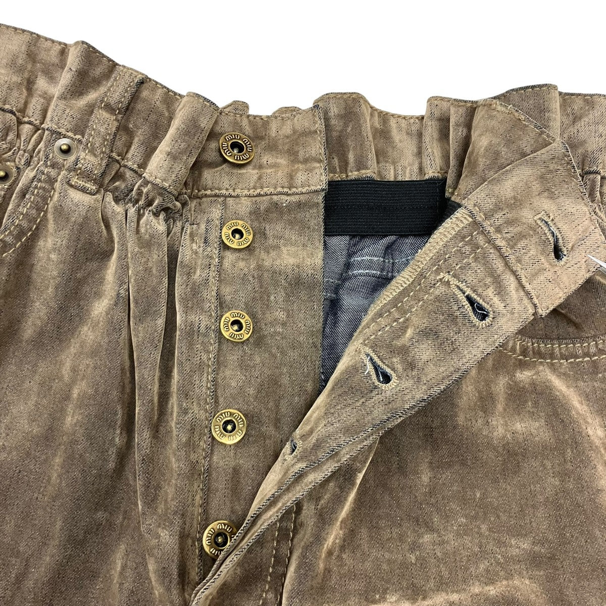 MIU MIU Washed Flocked Chambray Pants 古着・中古-7枚目のアイテム画像