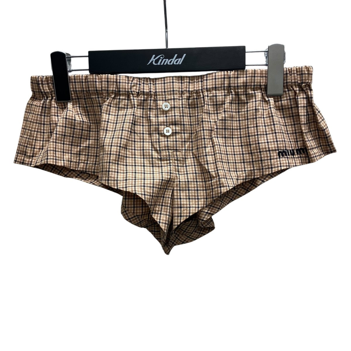 MIU MIU(ミュウミュウ) Low-Waist Plaid Elastic Shorts ショート