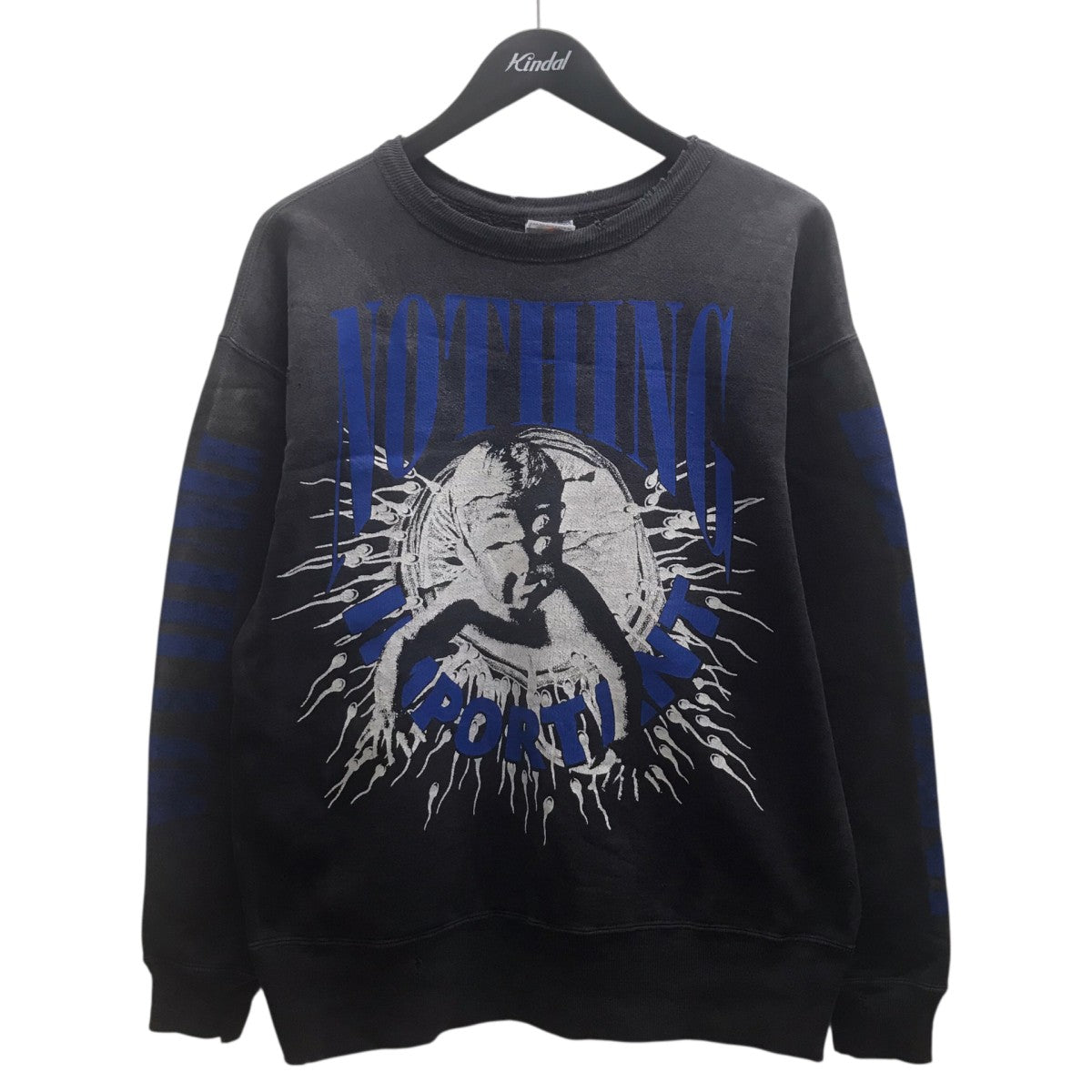 SAINT MICHAEL KK CRW SWT NOTHNG IMP BKユーズド加工プリントスウェット 古着・中古-1枚目のアイテム画像