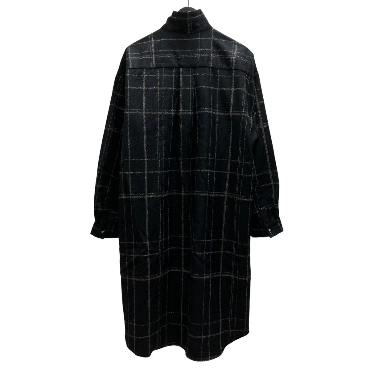 Random Grid shirtアルパカ混ウールチェックロングシャツ