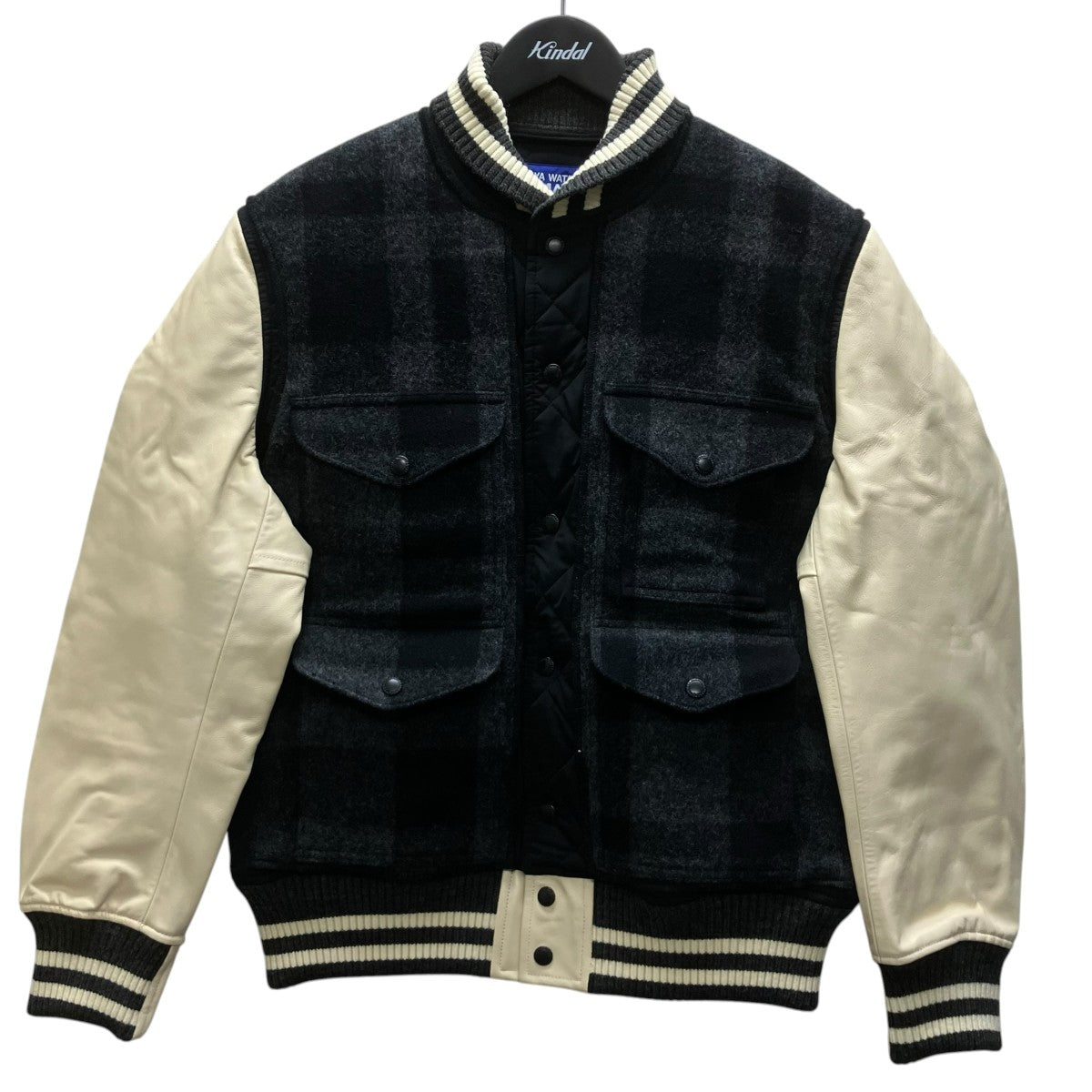 JUNYA WATANABE MAN×FILSON 25AW レザー切替マッキーノウールチェックジャケット 古着・中古-1枚目のアイテム画像