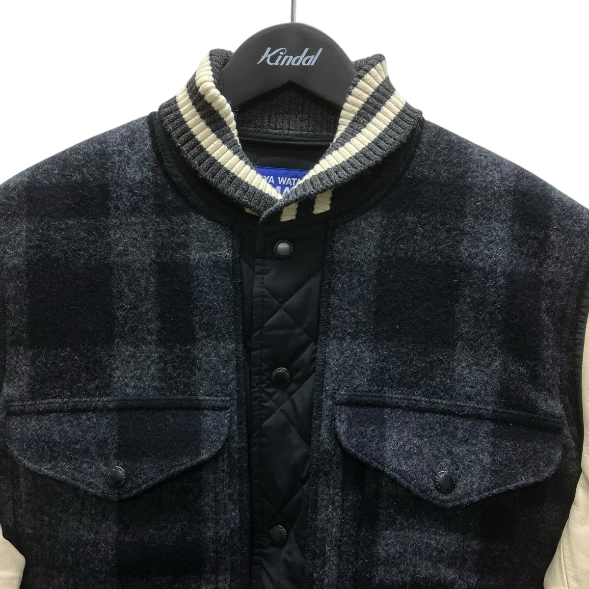 JUNYA WATANABE MAN×FILSON 25AW レザー切替マッキーノウールチェックジャケット 古着・中古-2枚目のアイテム画像