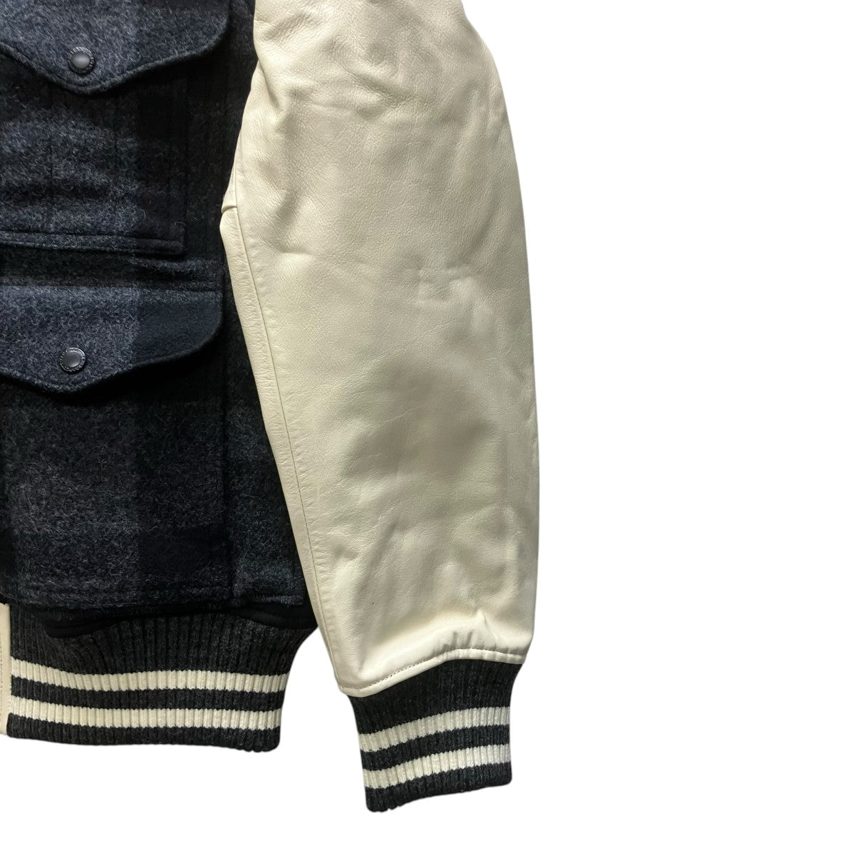 JUNYA WATANABE MAN×FILSON 25AW レザー切替マッキーノウールチェックジャケット 古着・中古-3枚目のアイテム画像