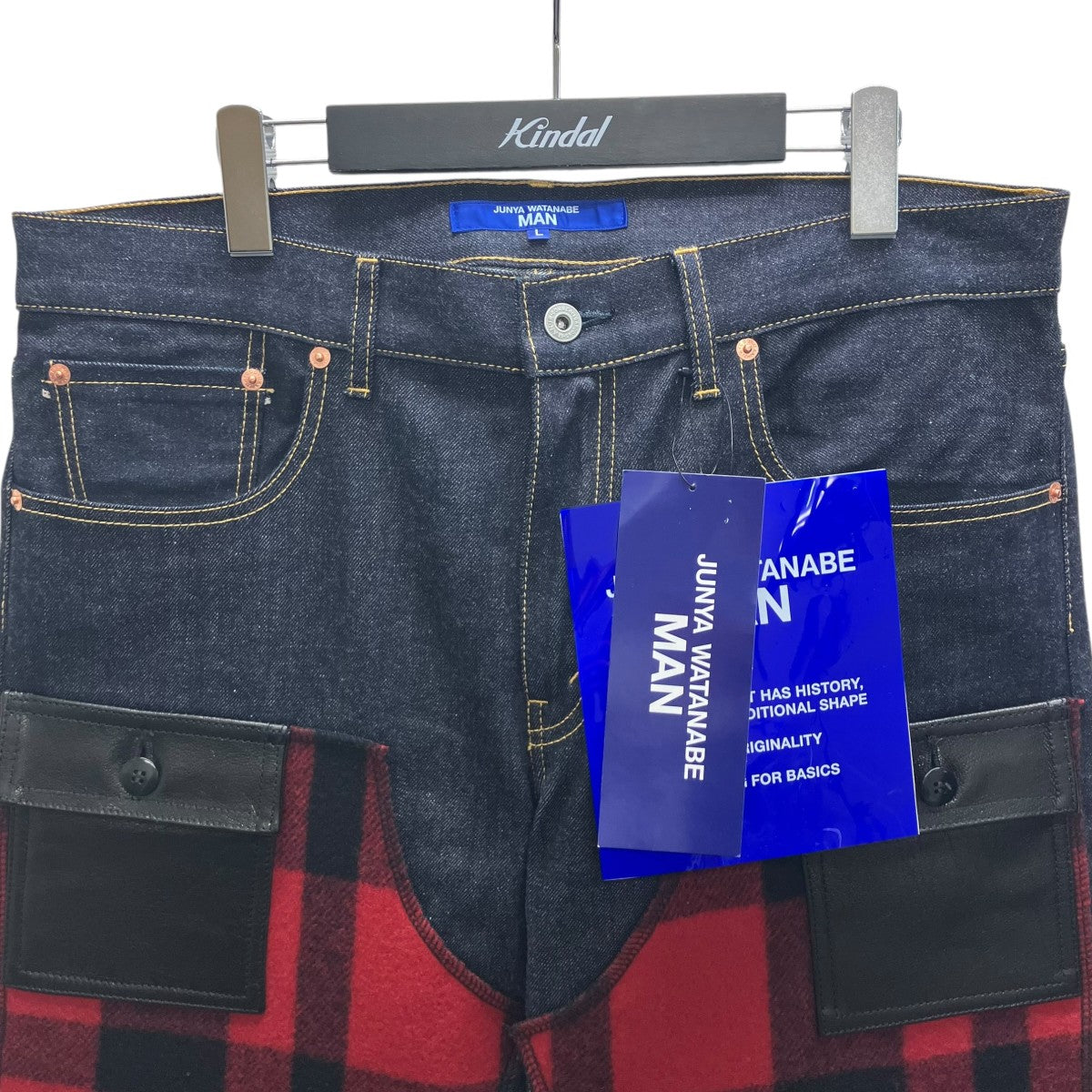 JUNYA WATANABE MAN 25AW フランネル切替レザーパッチデニムパンツ 古着・中古-2枚目のアイテム画像