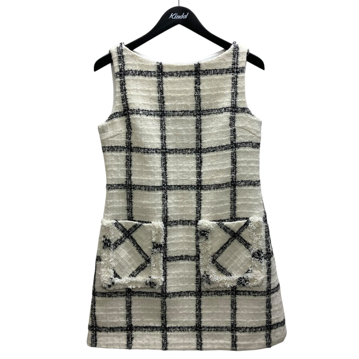 sheller Soft Blouse Check tweed ツイードノースリーブワンピース 古着・中古-1枚目のアイテム画像