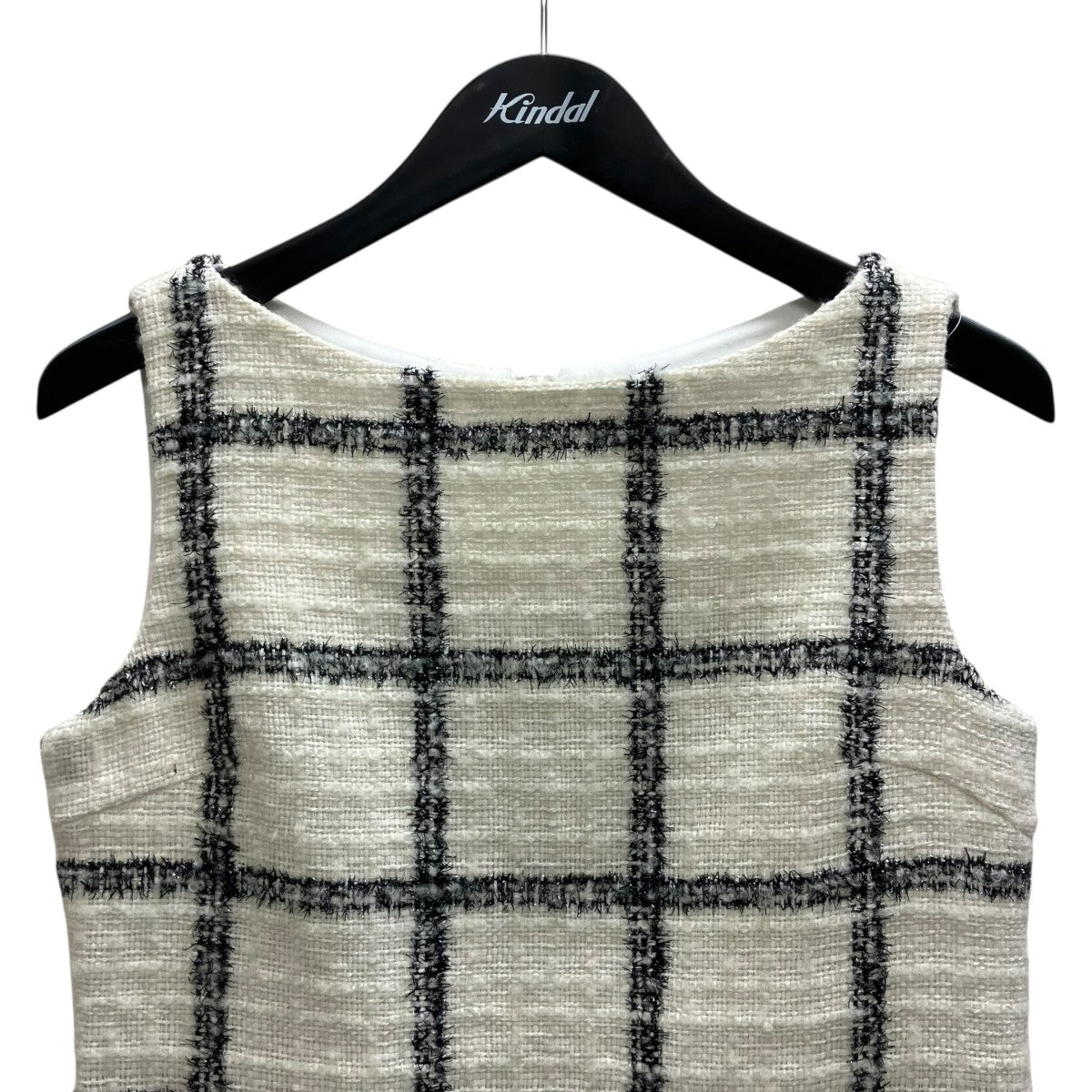 sheller Soft Blouse Check tweed ツイードノースリーブワンピース 古着・中古-2枚目のアイテム画像