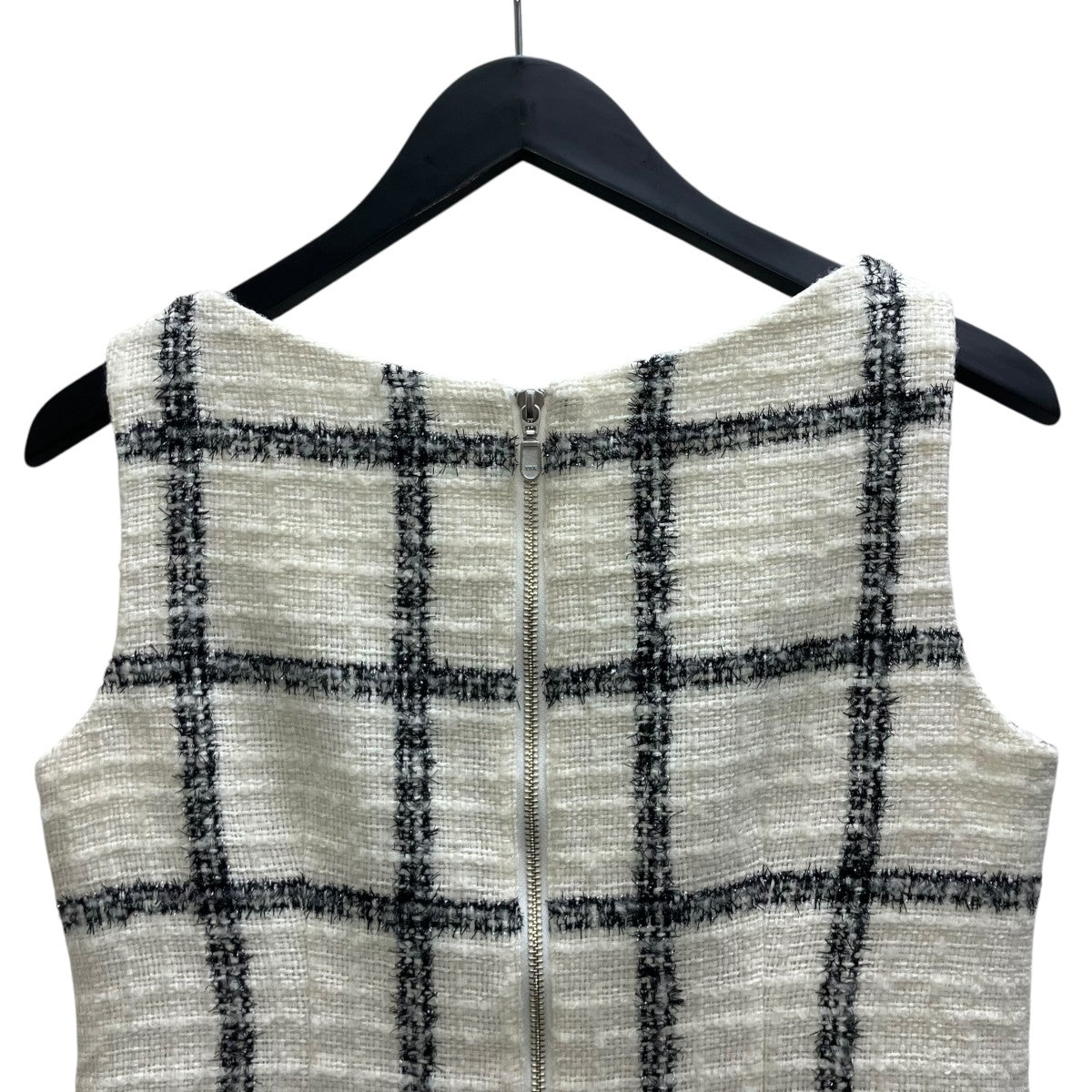 sheller Soft Blouse Check tweed ツイードノースリーブワンピース 古着・中古-4枚目のアイテム画像