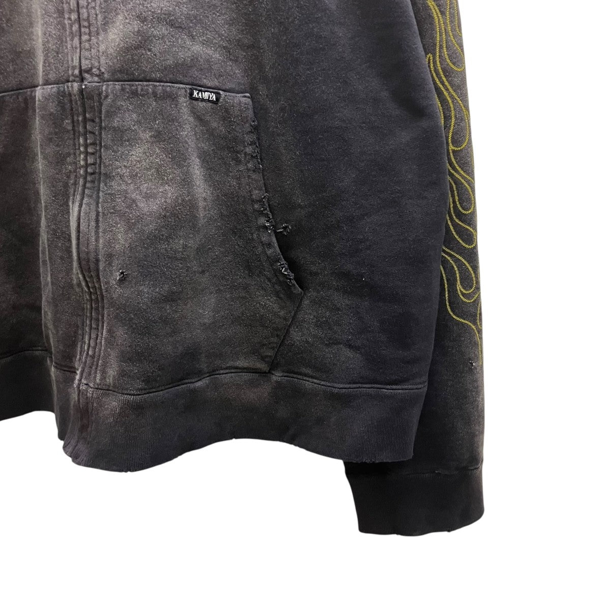 KAMIYA ROPE BREACHED ZIP-UP HOODIE ジップパーカー／ロープ ブリーチド ジップアップフーディ 古着・中古-3枚目のアイテム画像