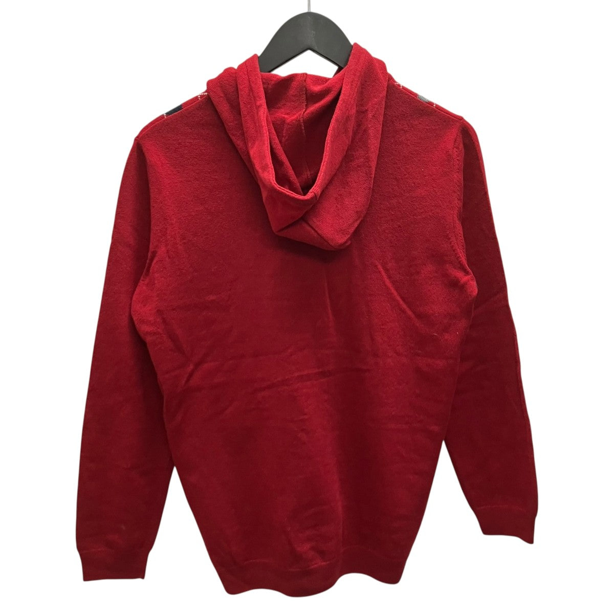 Red zip hoodieアーガイルジップニットフーディ