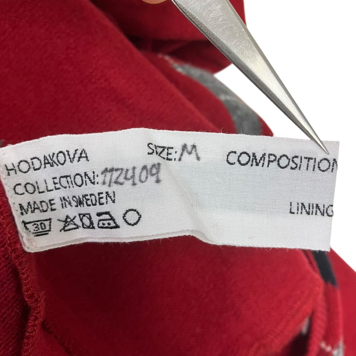 Red zip hoodieアーガイルジップニットフーディ