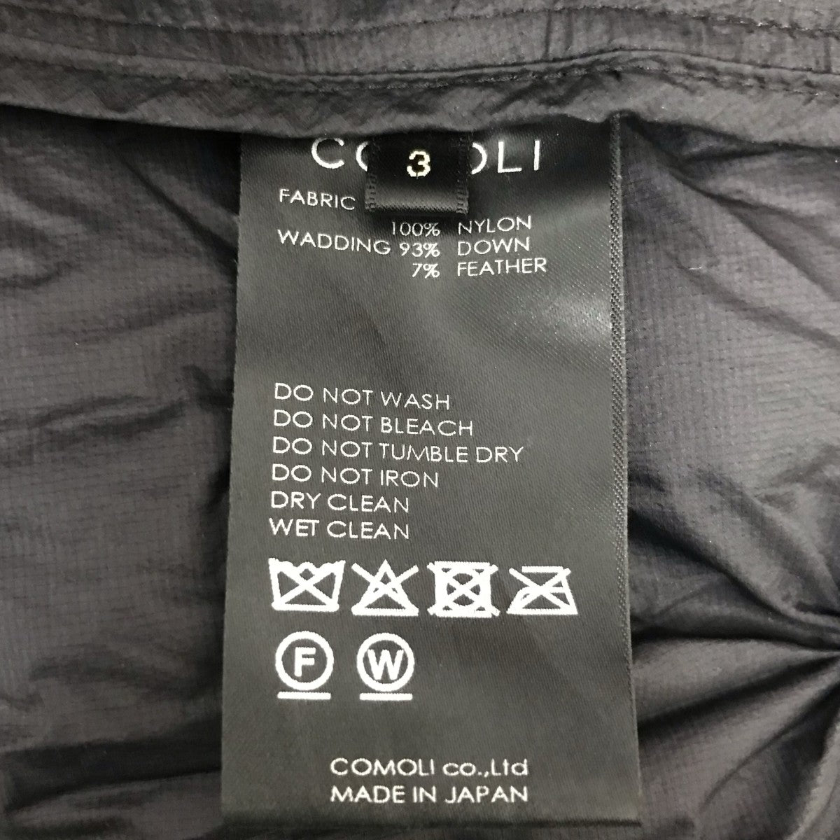 COMOLI 25AW ダウンジャケット 古着・中古-8枚目のアイテム画像