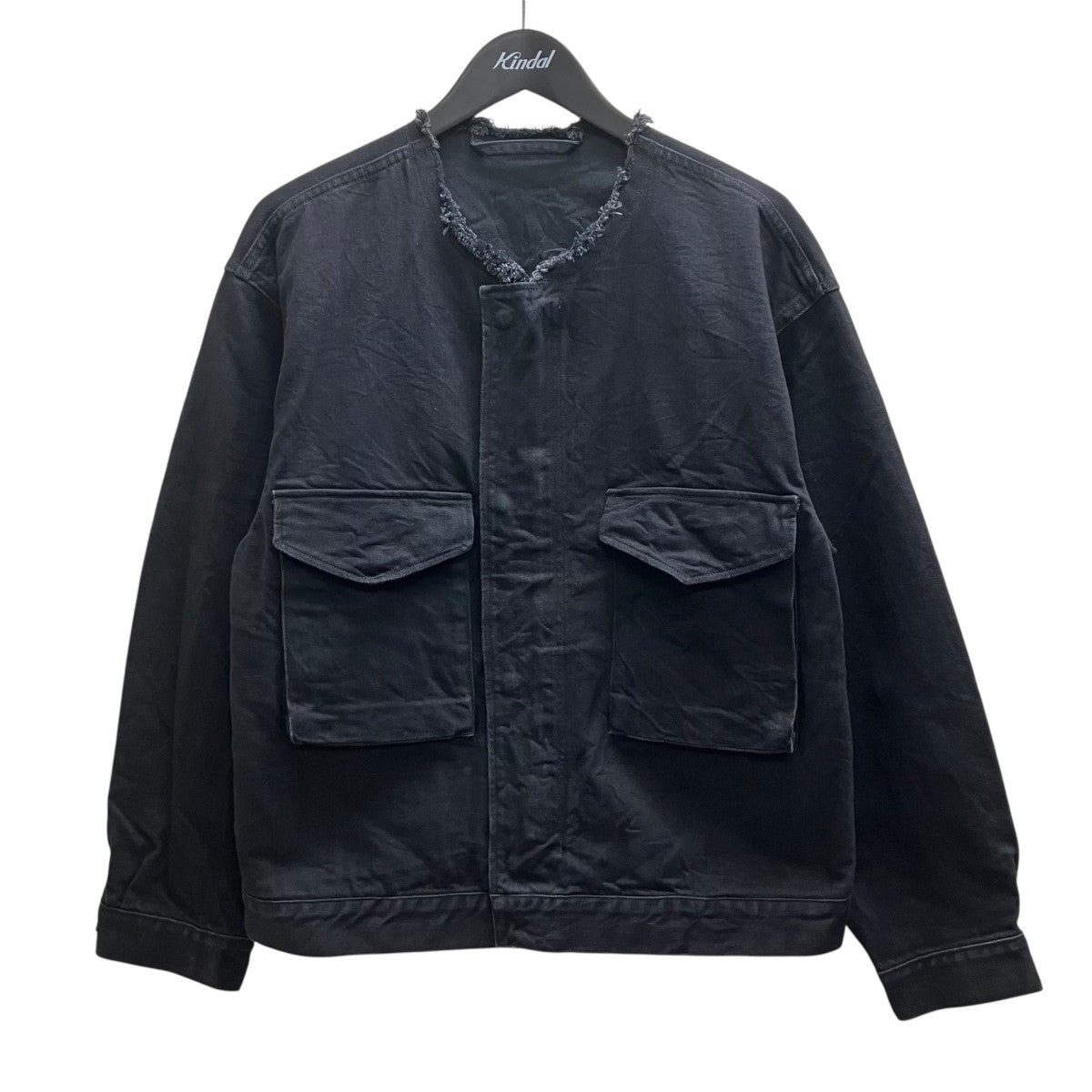 blurhms 12．9oz Denim 51 Short Jacket ノーカラーデニムジャケット 古着・中古-1枚目のアイテム画像