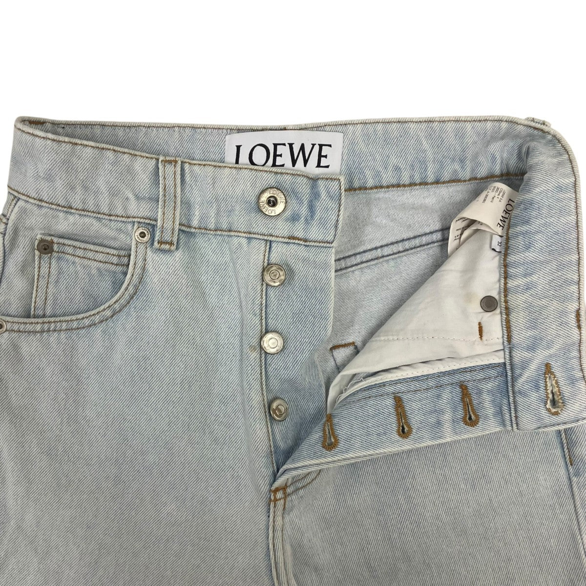 LOEWE ロエベ ダメージデニム　インディゴ フレアパンツ メンズ LOEWE（ロエベ） ジーンズ ANAGRAM BAGGY JEANS アナグラム バギー