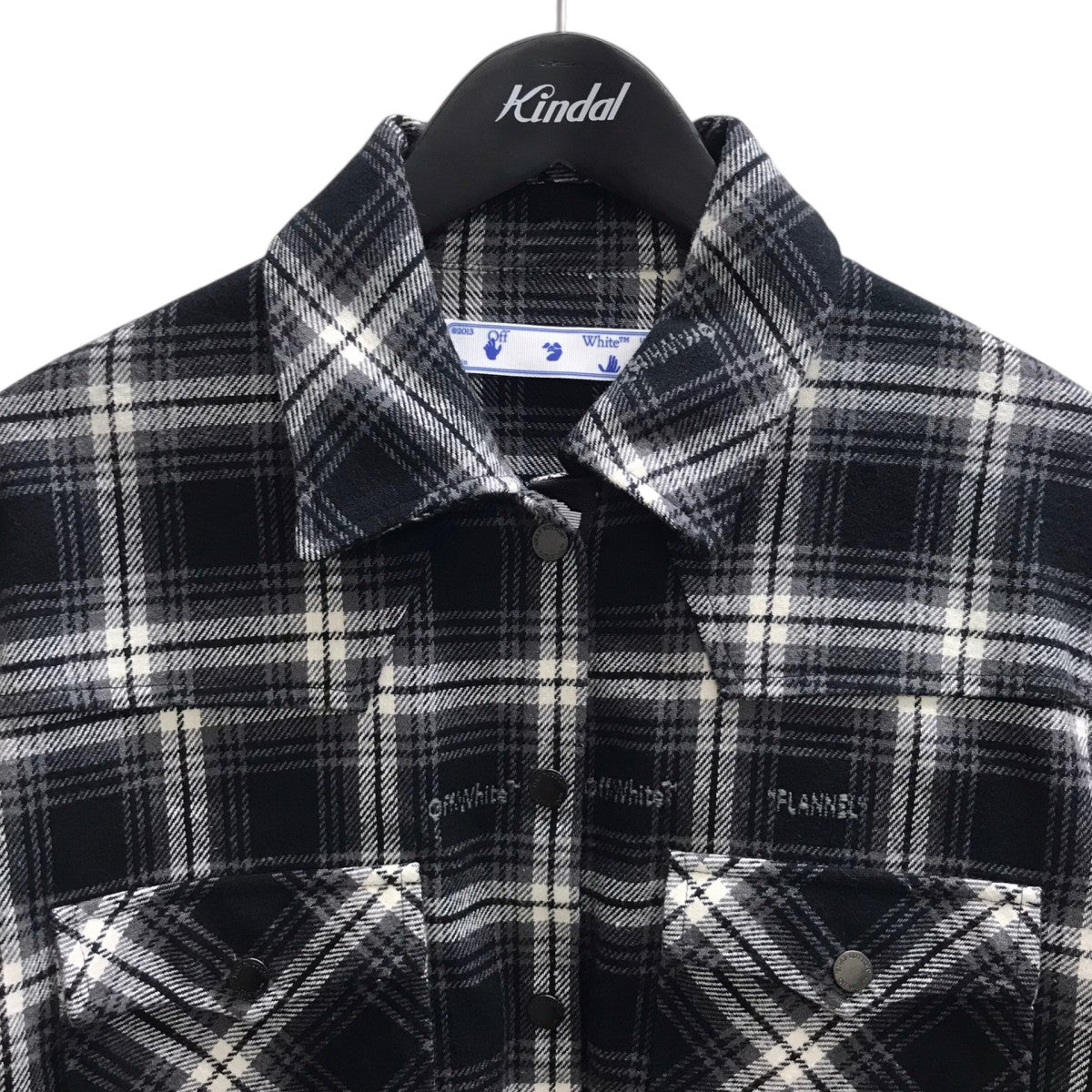 OFFWHITE LOGO EMBROIDERED CHECKED COTTON-FLANNEL SHIRT フランネルチェックシャツ 古着・中古-2枚目のアイテム画像