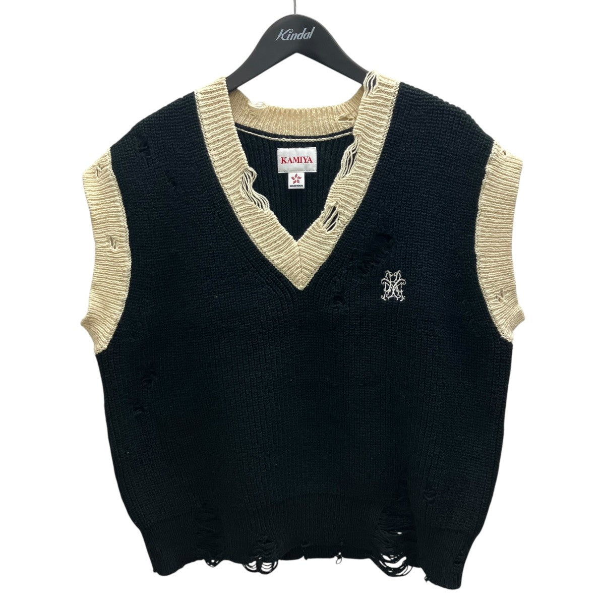 KAMIYA School V-neck Vest ニットベスト 古着・中古-1枚目のアイテム画像